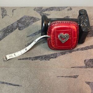 Brighton red leather tape measure case, tape measure 60 inches